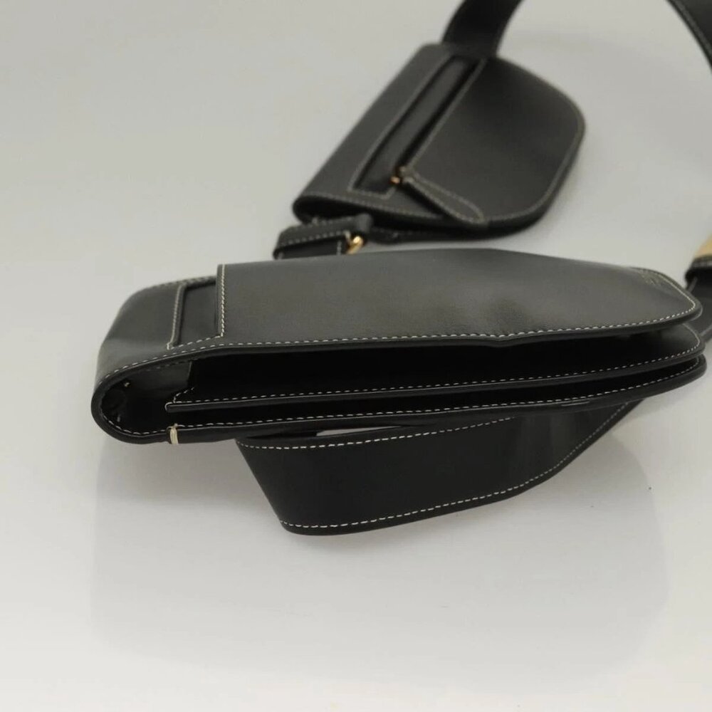 BURBERRY Waist Bag Leather Black Gold Auth bs27391 - Picture 3 of 16